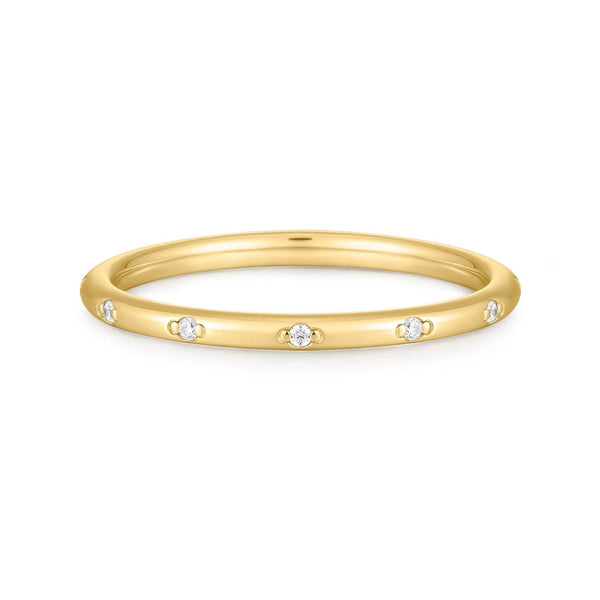 Gold Vermeil CZ Studded Thin Ring