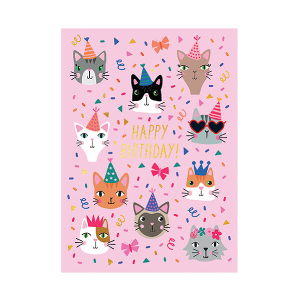 Happy Birthday Party Cats Card